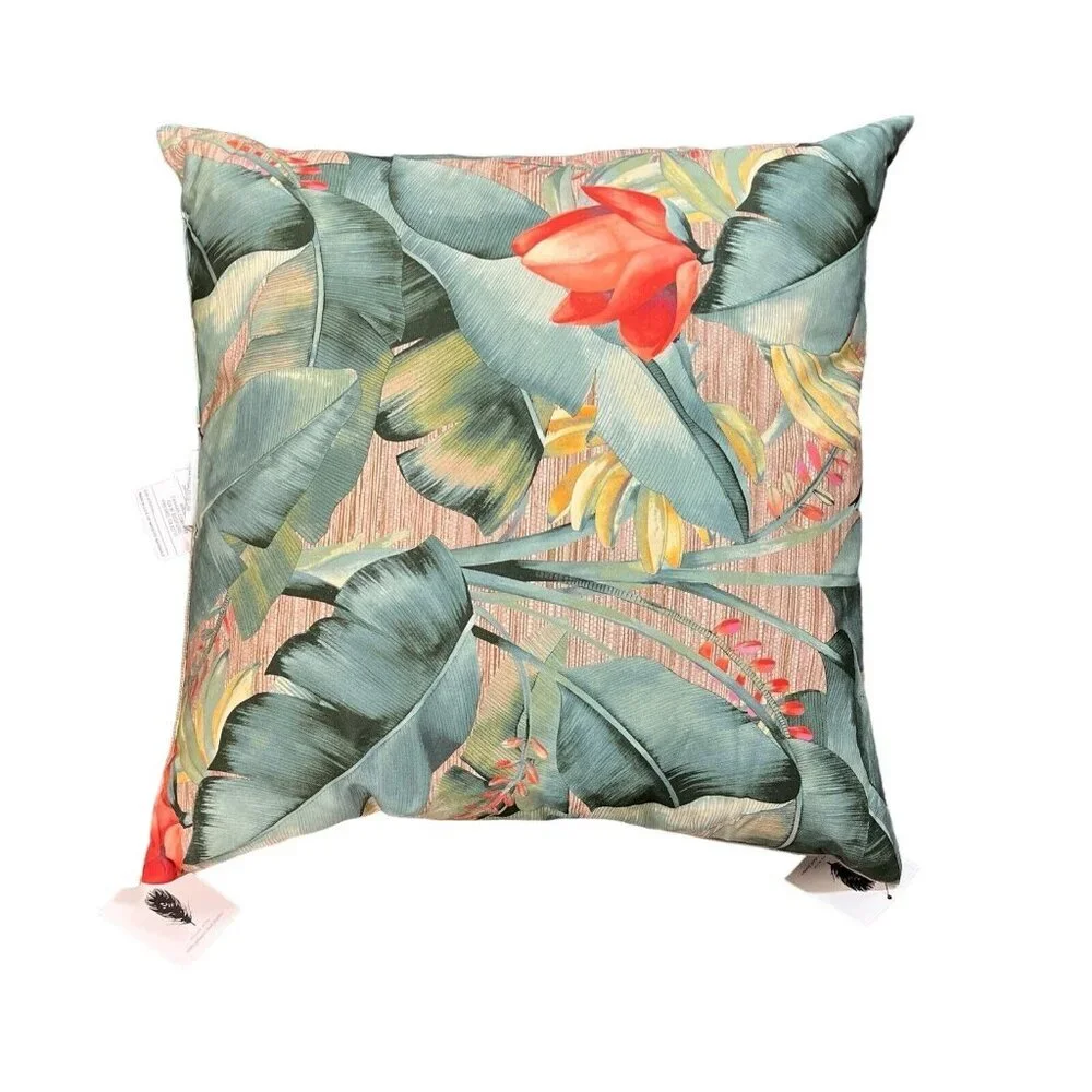 Canvas Throw Pillow Tropical Floral‎ Hibiscus Beach Set Of 2 Duck Feather Filled
